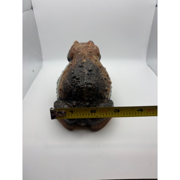 Vintage Ceramic Toad Figurine Realistic Glazed Brown Blue Garden Statue 6.5 Inch - Picture 10 of 11